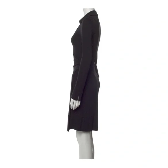 Diane Von Furstenburg New Jeanne Two Black Crepe Wrap Tie Plunge Dress Sz Xs-Sm - Picture 10 of 15
